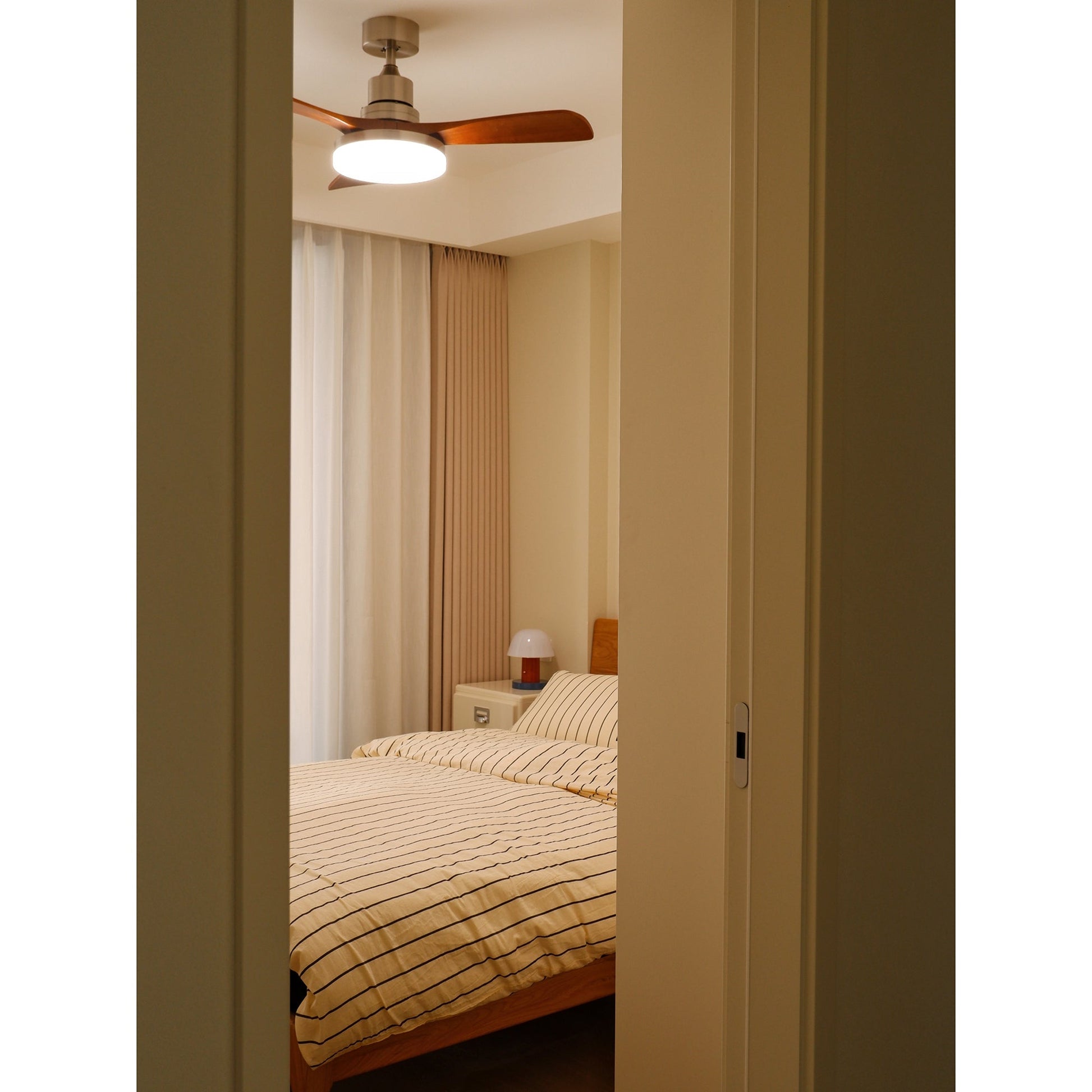 Zesolila Premium Natural Wooden Fan Ceiling Light - Lamp Copper