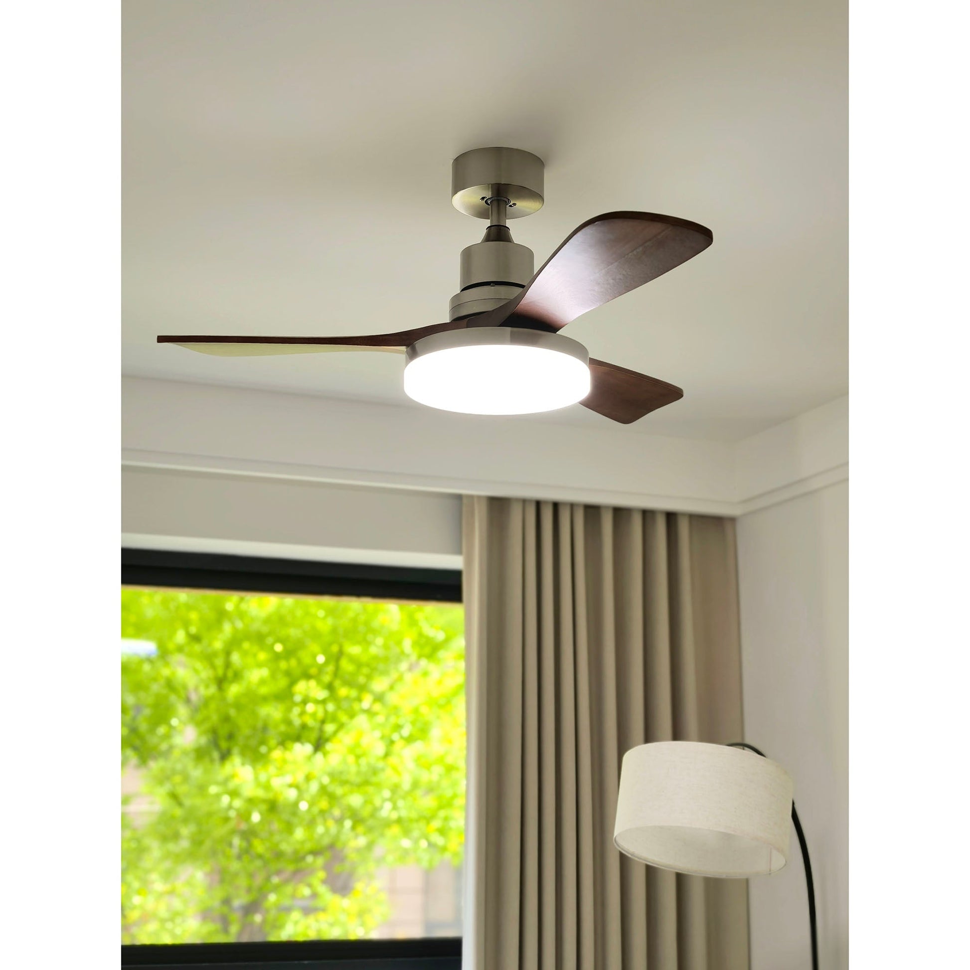Zesolila Premium Natural Wooden Fan Ceiling Light - Lamp Copper