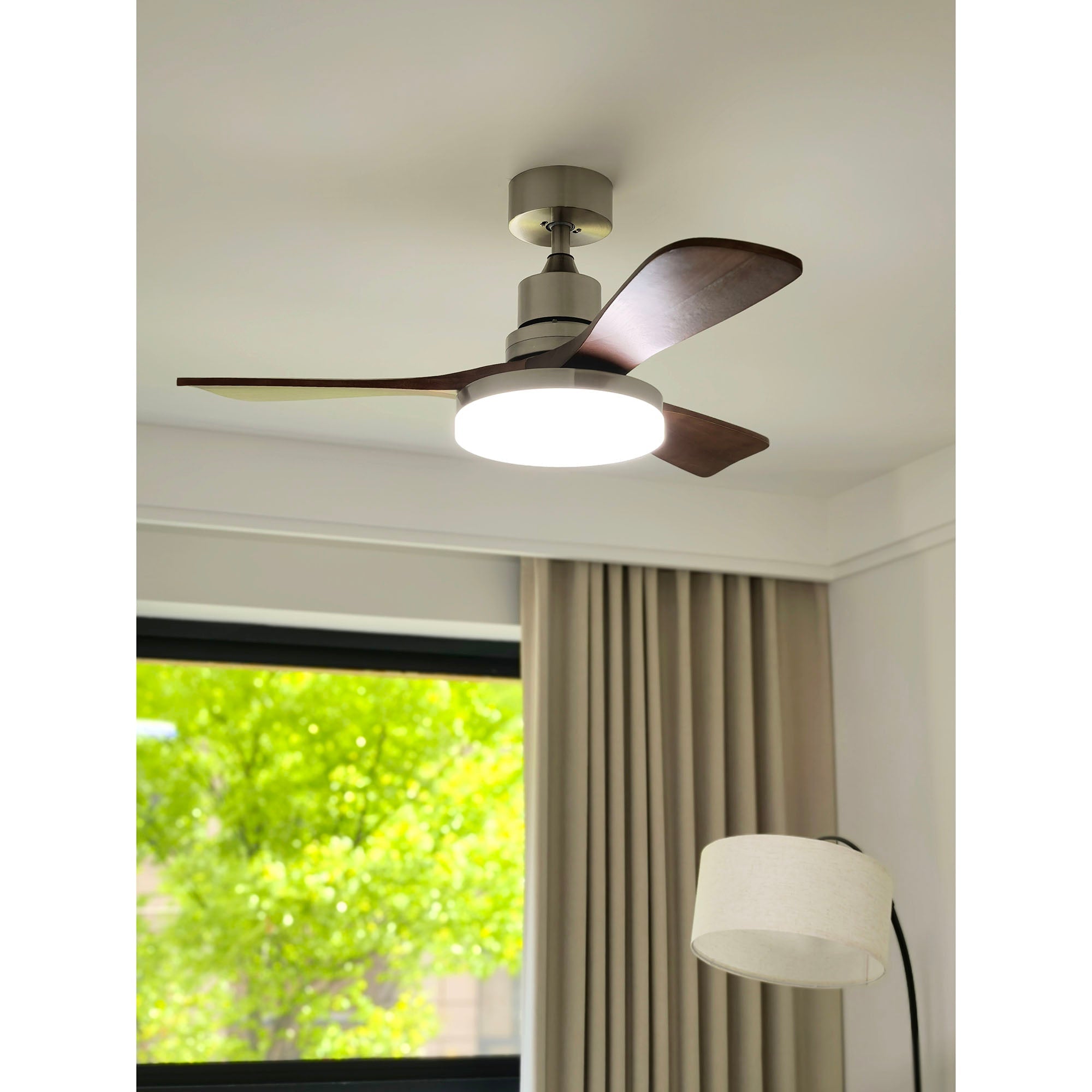 Zesolila Premium Natural Wooden Fan Ceiling Light - Lamp Copper