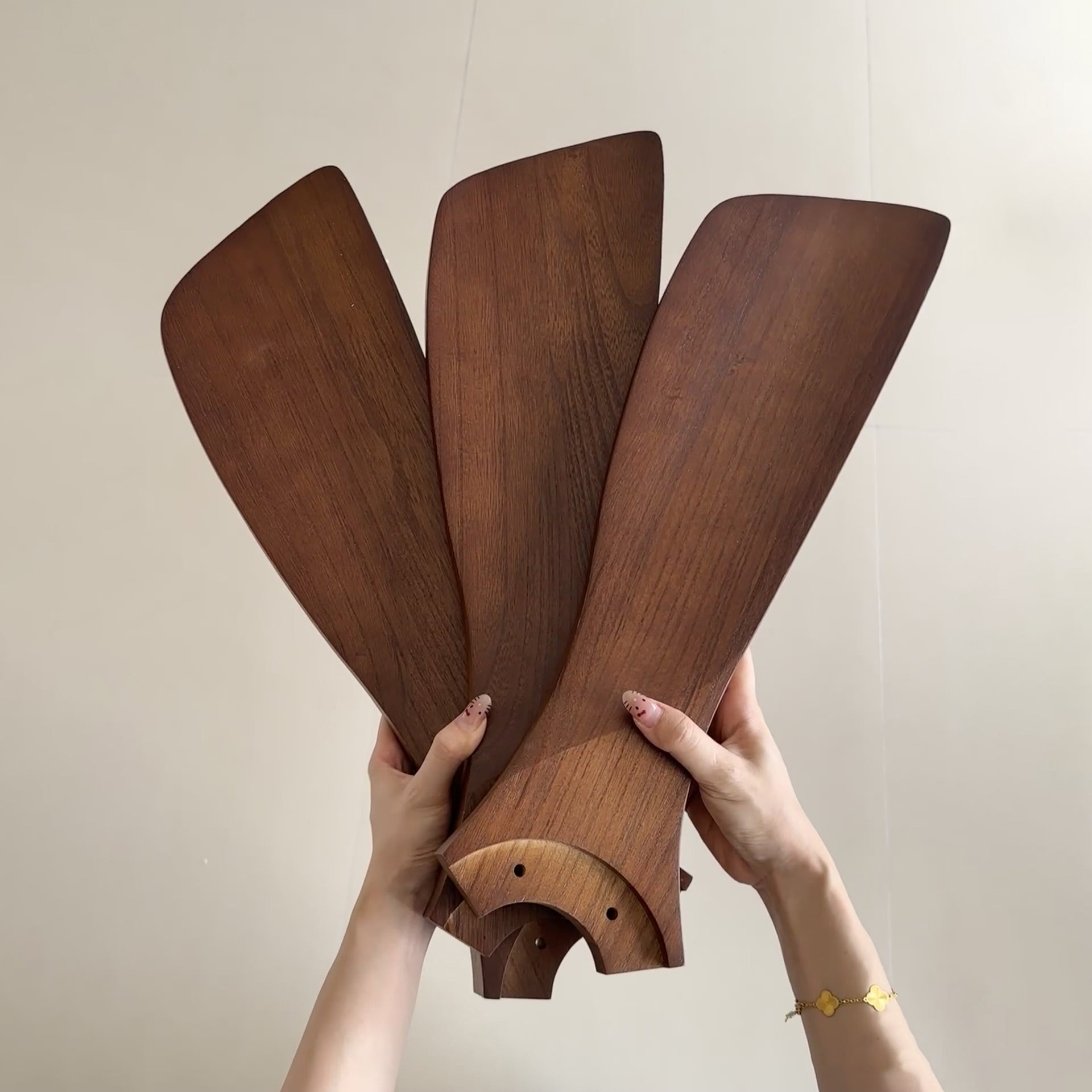 Zesolila Premium Natural Wooden Fan Ceiling Light - Lamp Copper