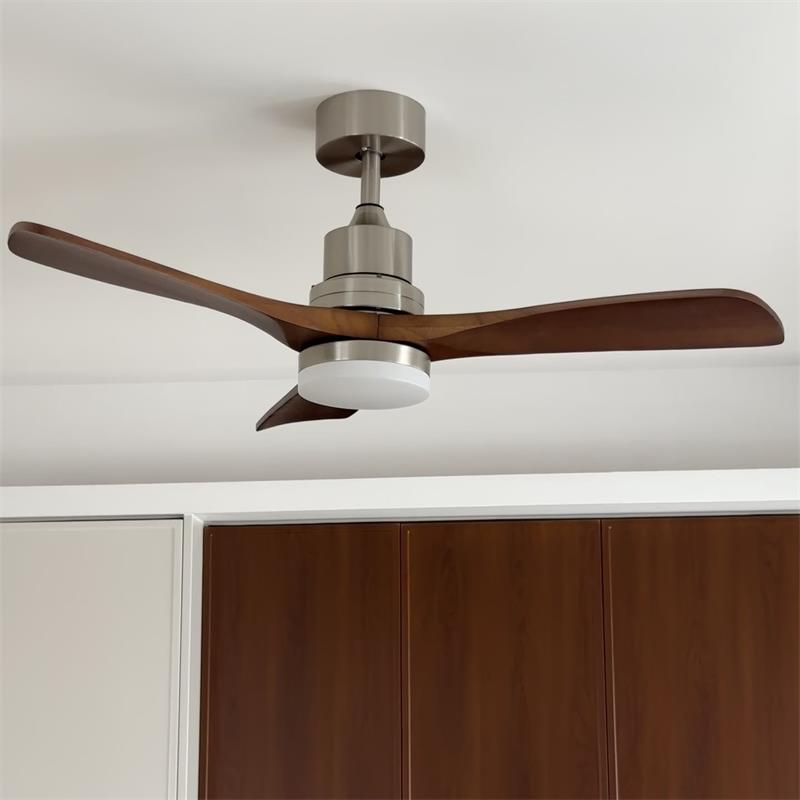 Zesolila Premium Natural Wooden Fan Ceiling Light - Lamp Copper