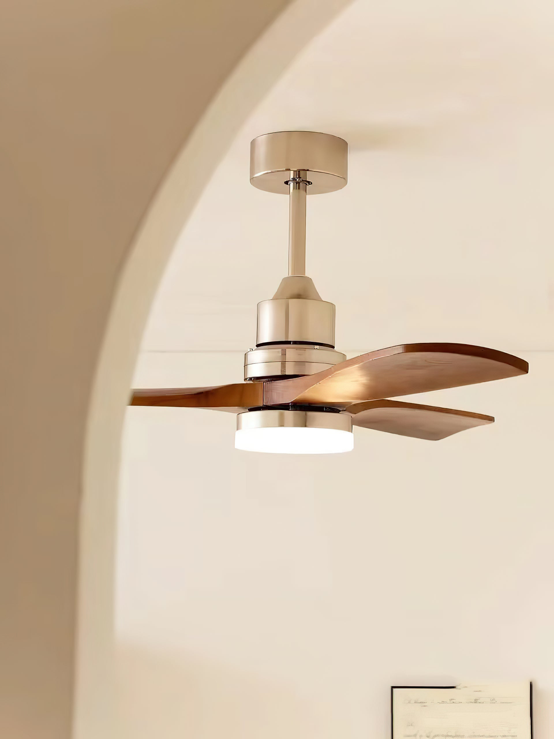 Zesolila Premium Natural Wooden Fan Ceiling Light - Lamp Copper