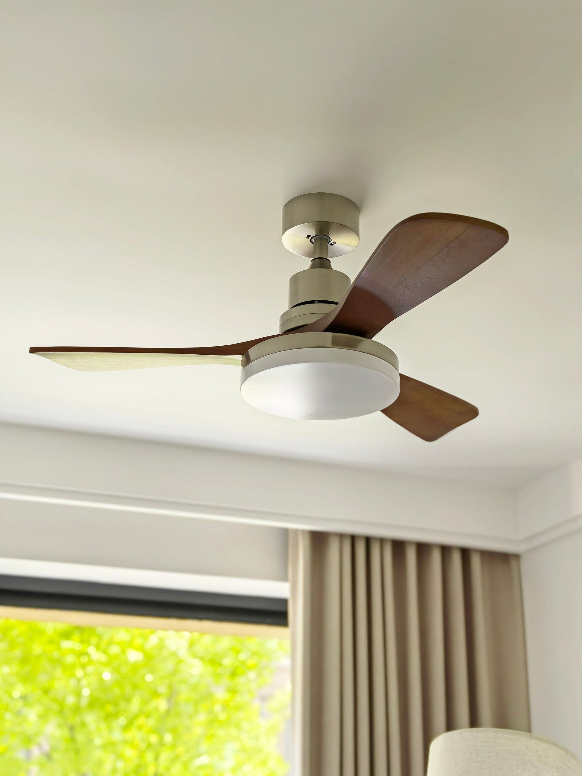 Zesolila Premium Natural Wooden Fan Ceiling Light - Lamp Copper