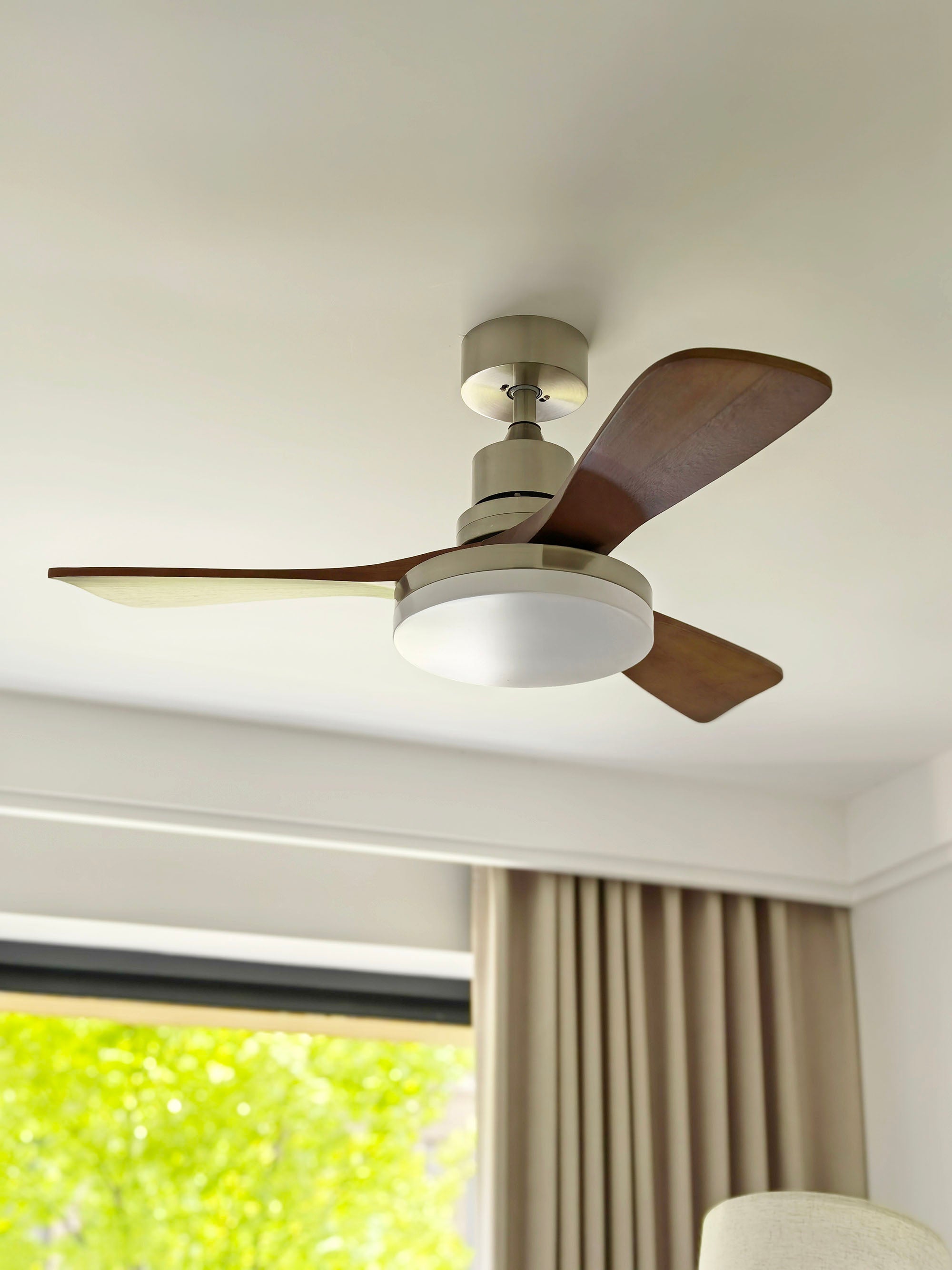 Zesolila Premium Natural Wooden Fan Ceiling Light - Lamp Copper