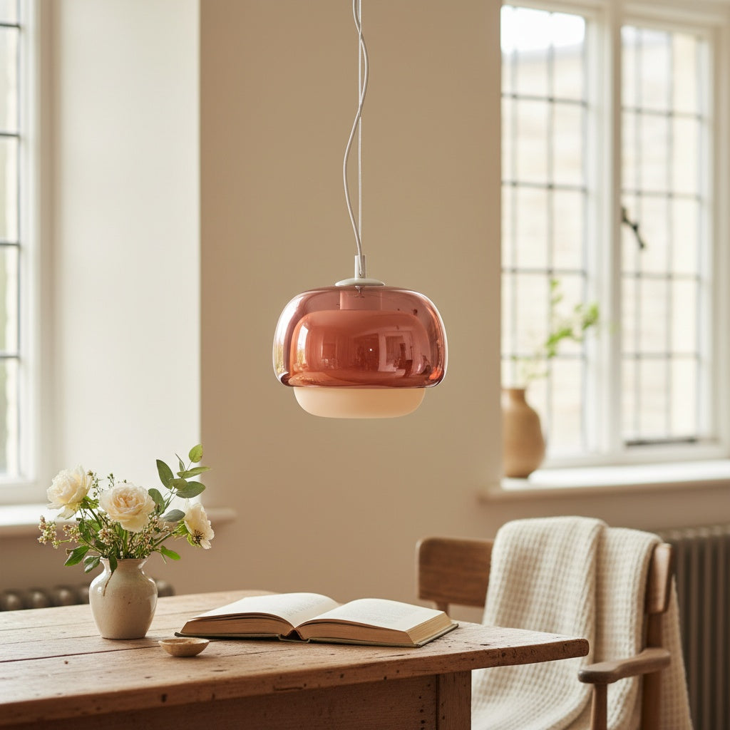 Orbit Modern Mushroom Pendant Light Colored Glass
