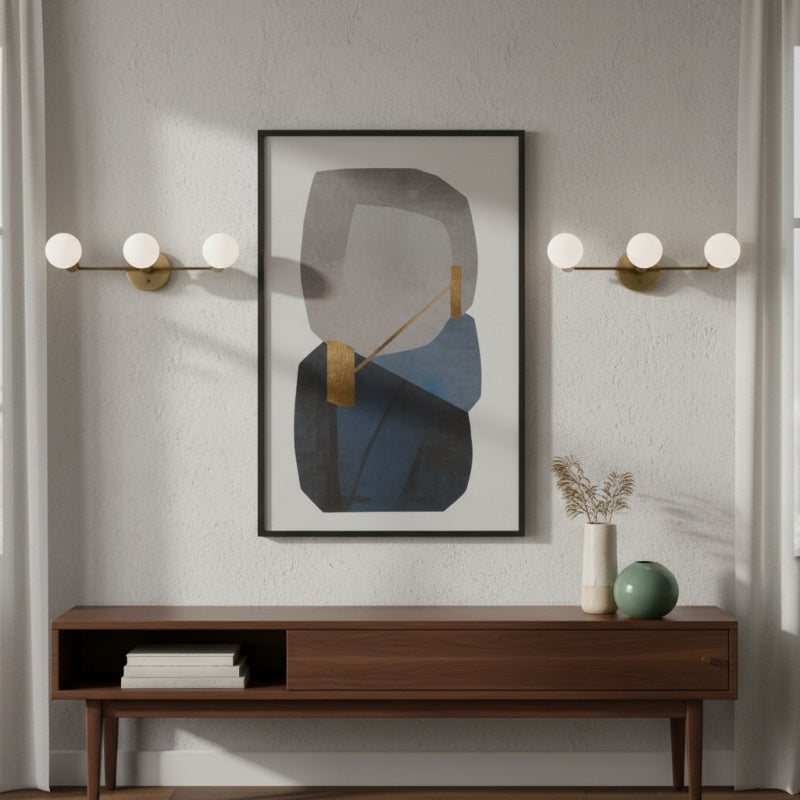 Pearl 3-Light Milk Glass Globe Wall Sconce Mid-Century Light