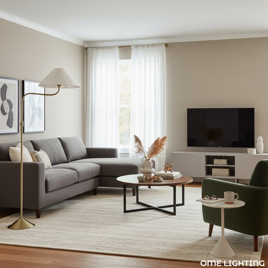 Lithe Linen Shade Floor Lamp Contemporary Living Rooms