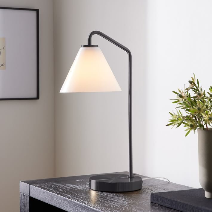 Cone Table Lamp Modern Milk Glass Desk
