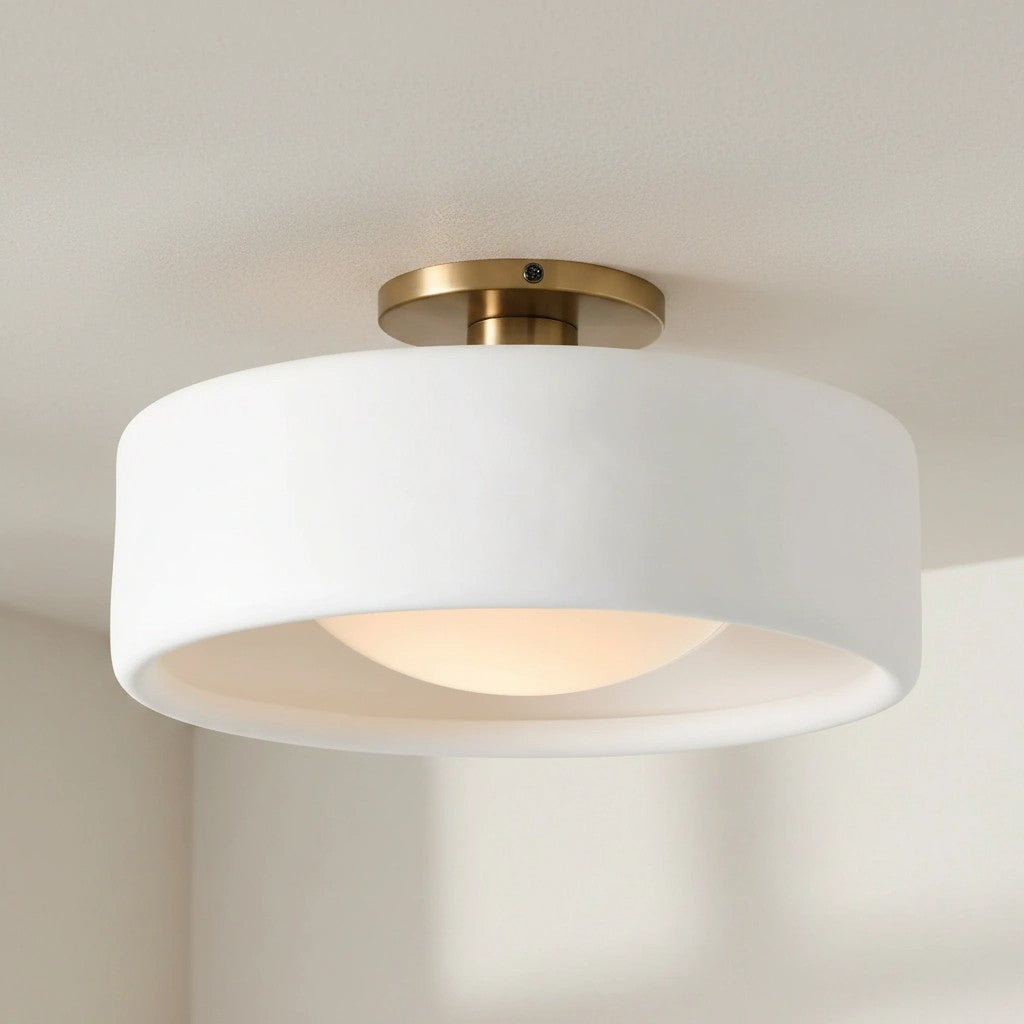 Kiln Porcelain Drum Ceiling Light