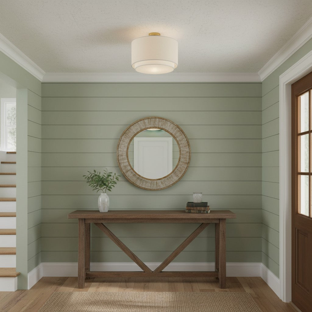 Rowan Fabric Contemporary Flush Mount Ceiling Light Hallway