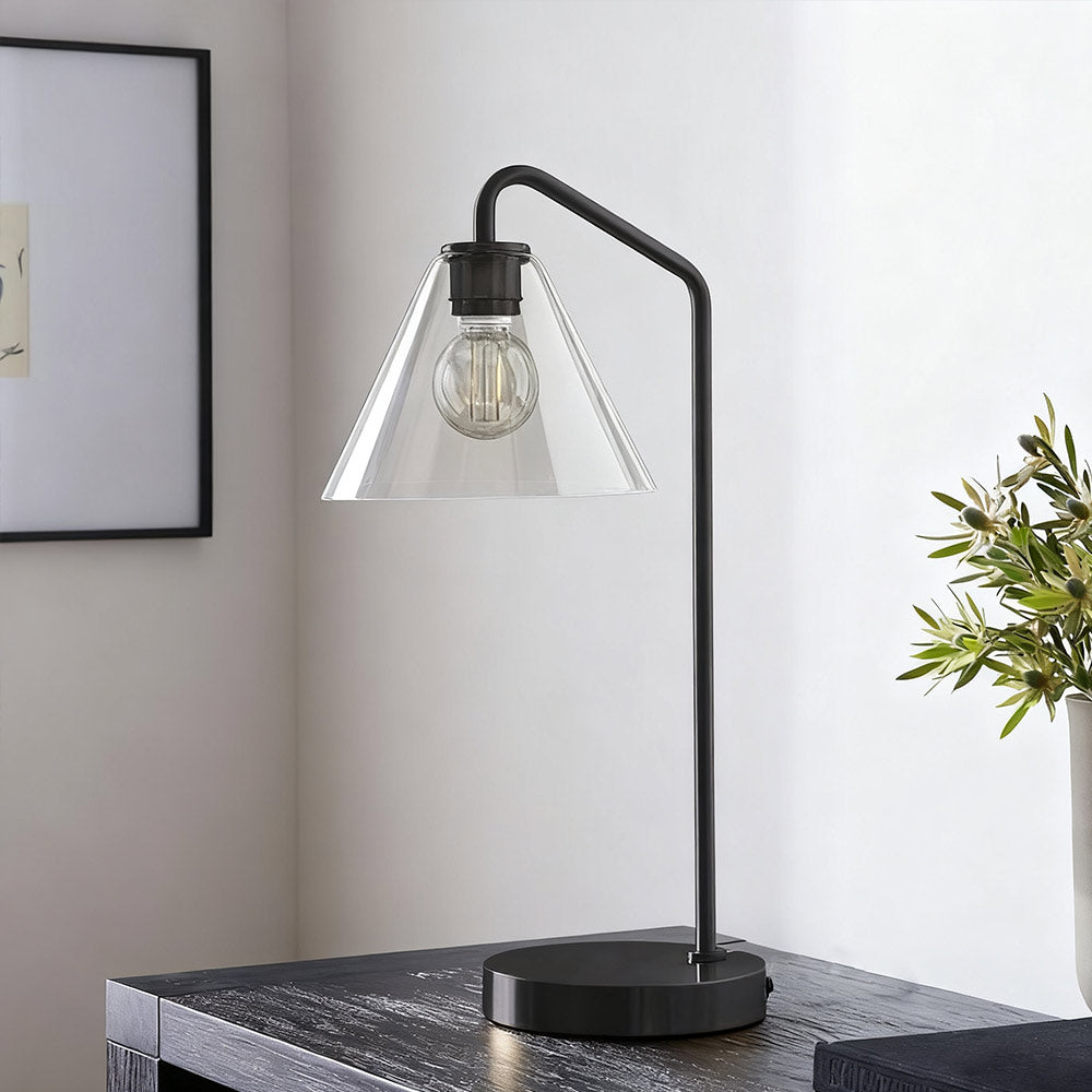 Cone Table Lamp Modern Milk Glass Desk