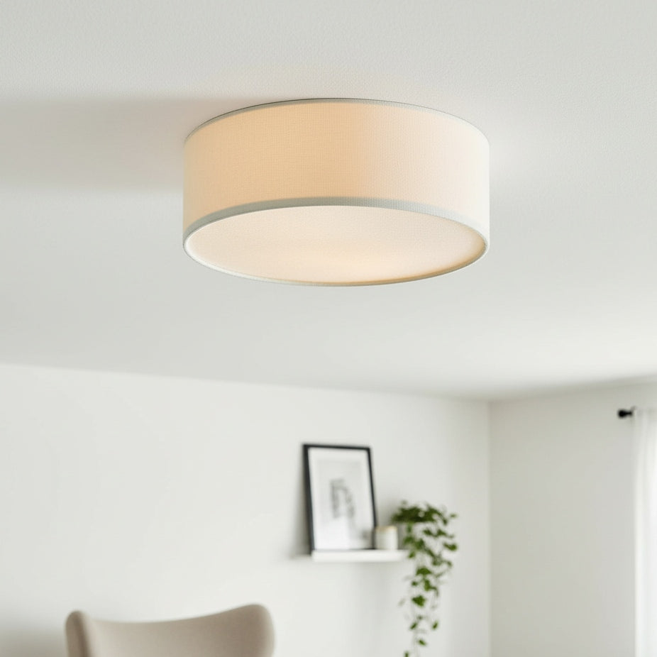 Linen Drum Ceiling Light Modern Bedroom