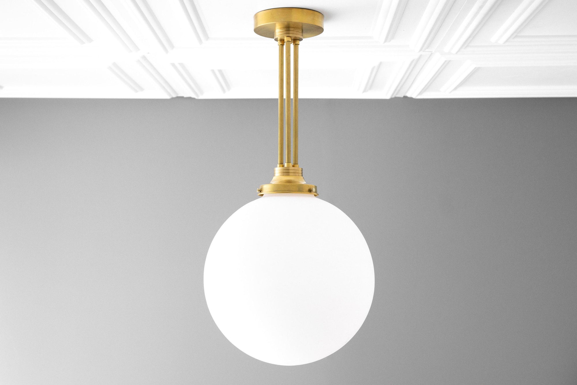 Pearl Brass Globe Pendant Light Living Room