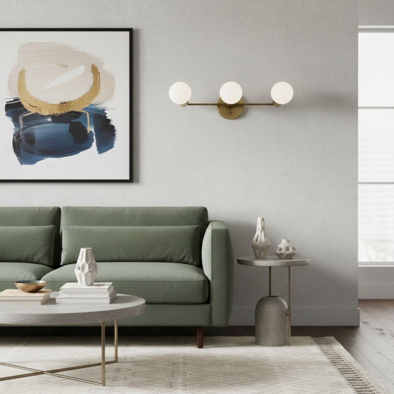 Pearl 3-Light Milk Glass Globe Wall Sconce Mid-Century Light