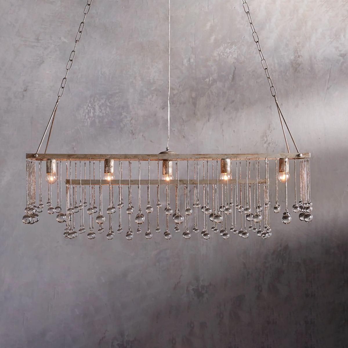 Genevieve Rectangular Chandelier in Silver