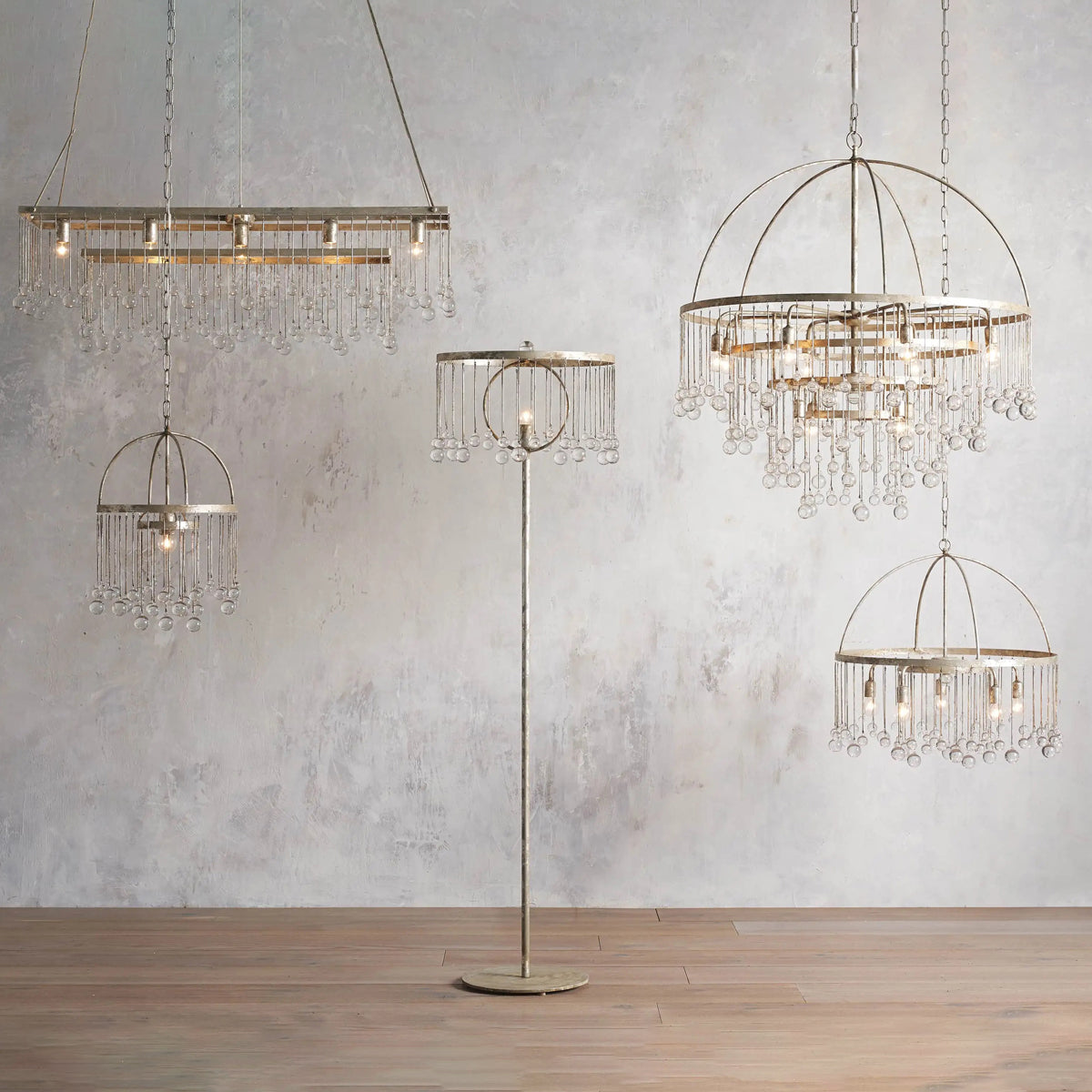 Genevieve Rectangular Chandelier in Silver