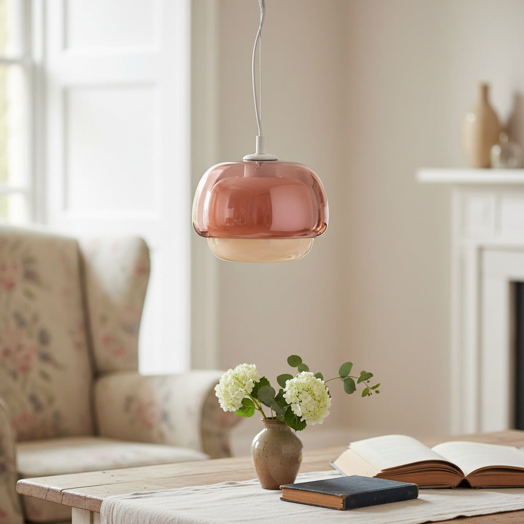 Orbit Modern Mushroom Pendant Light Colored Glass