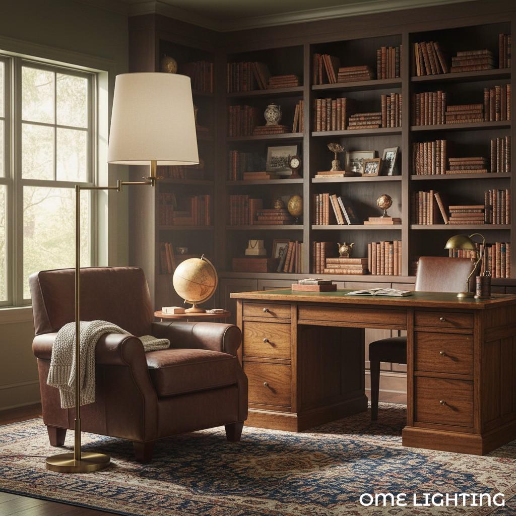 Lodge Brass Linen Floor Lamp