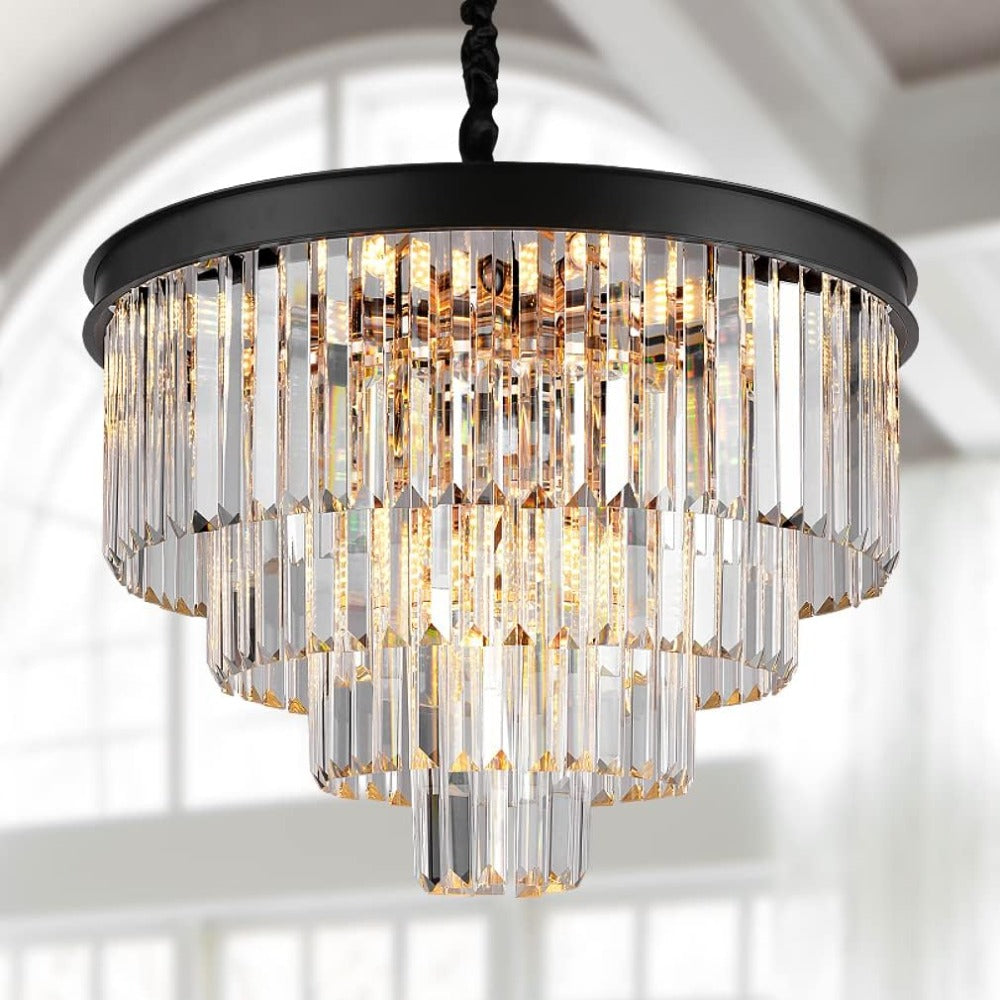 Kristy Modern LED Decorative Luxury Pendant Light Crystal Metal Ring Bedroom Living Room - Letslighting