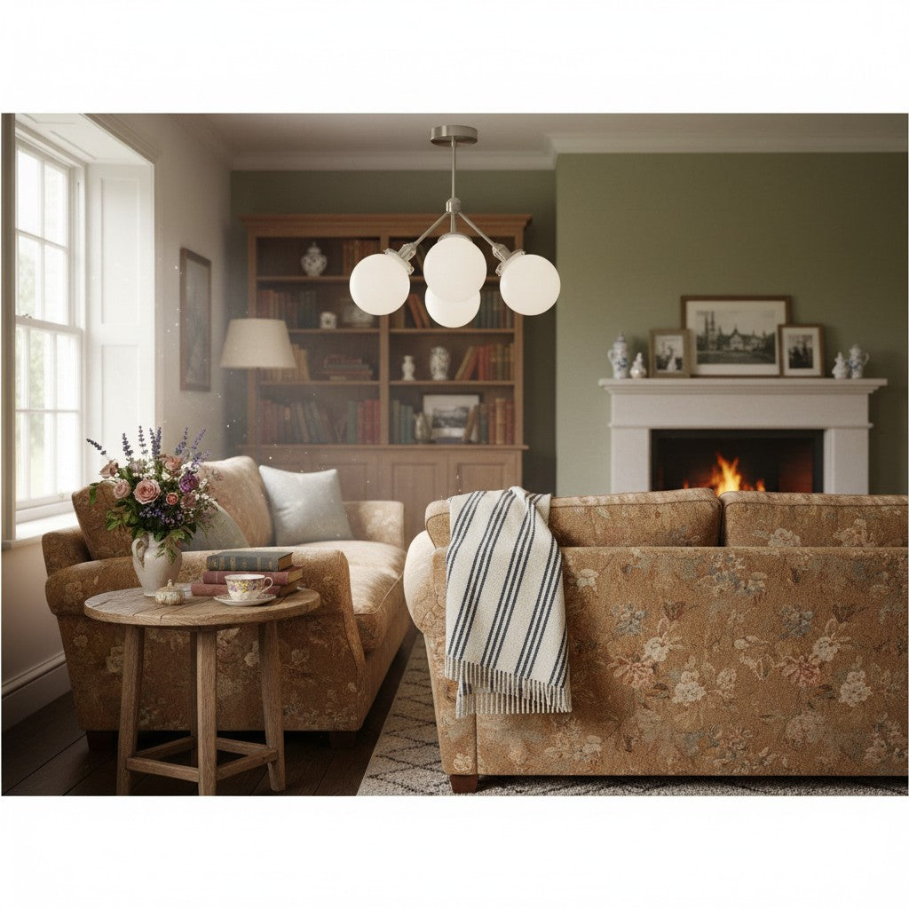 Pearl Globe Ceiling Light with Opal Shade