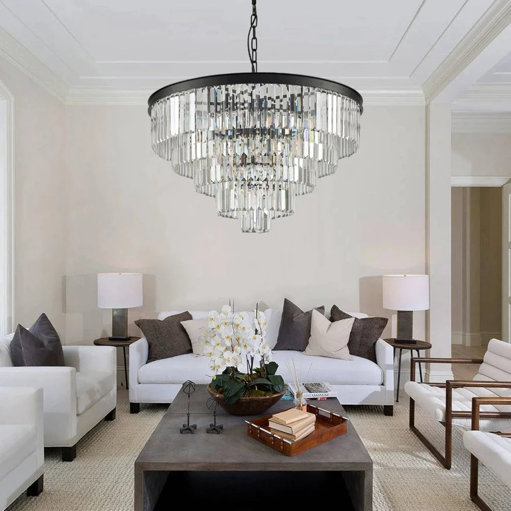 Kristy Modern LED Decorative Luxury Pendant Light Crystal Metal Ring Bedroom Living Room - Letslighting