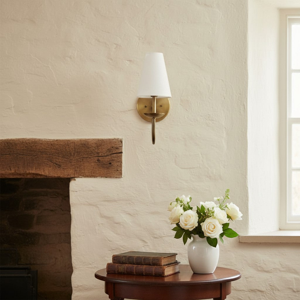Disc Classic Wall Sconce White Linen Hallways