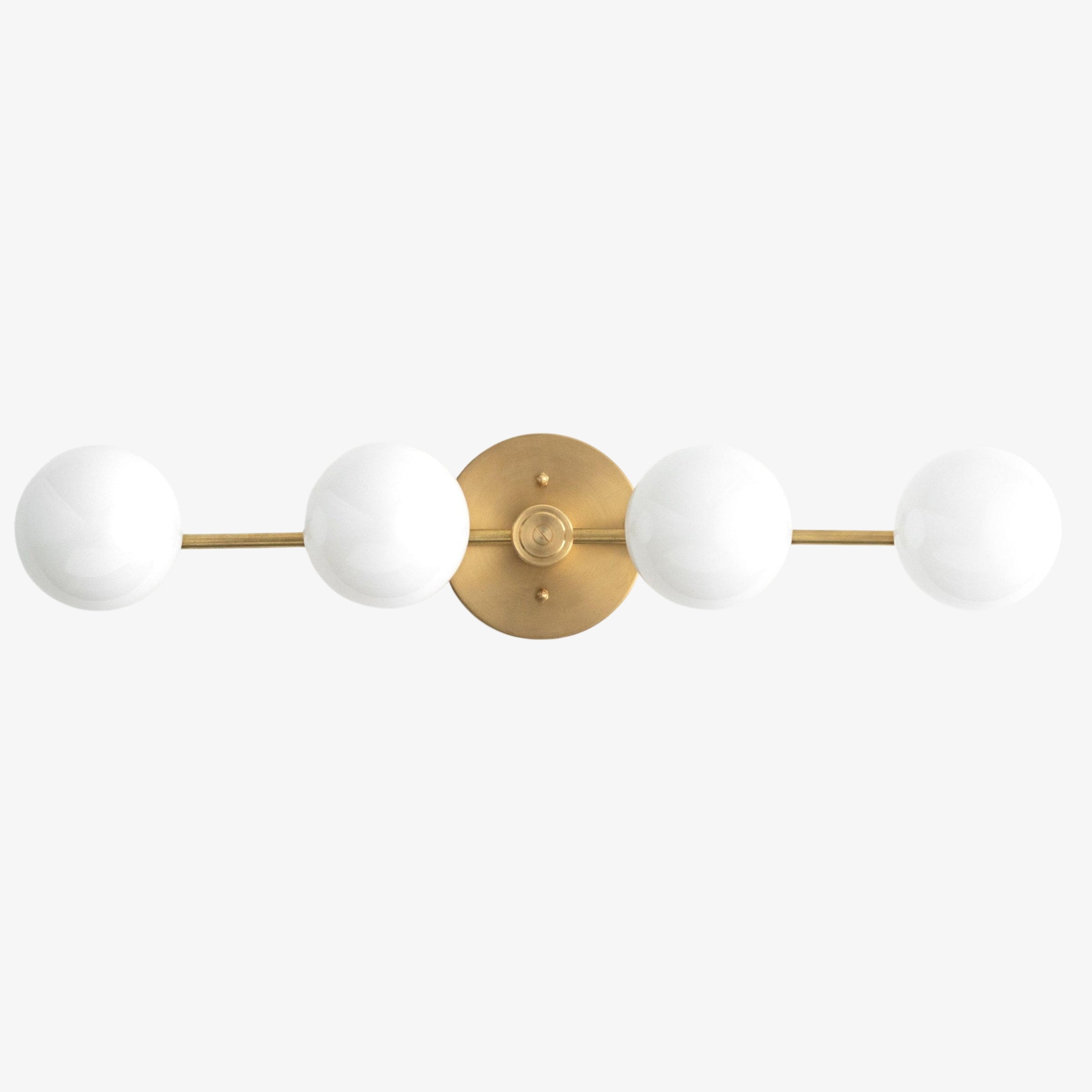 Pearl Brass Milk Glass 4-Light Wall Sconce Bathroom