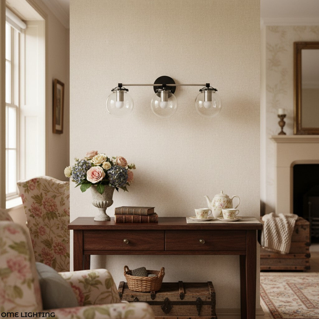 Pearl Clear Glass 3-Light Wall Sconce For Bathroom