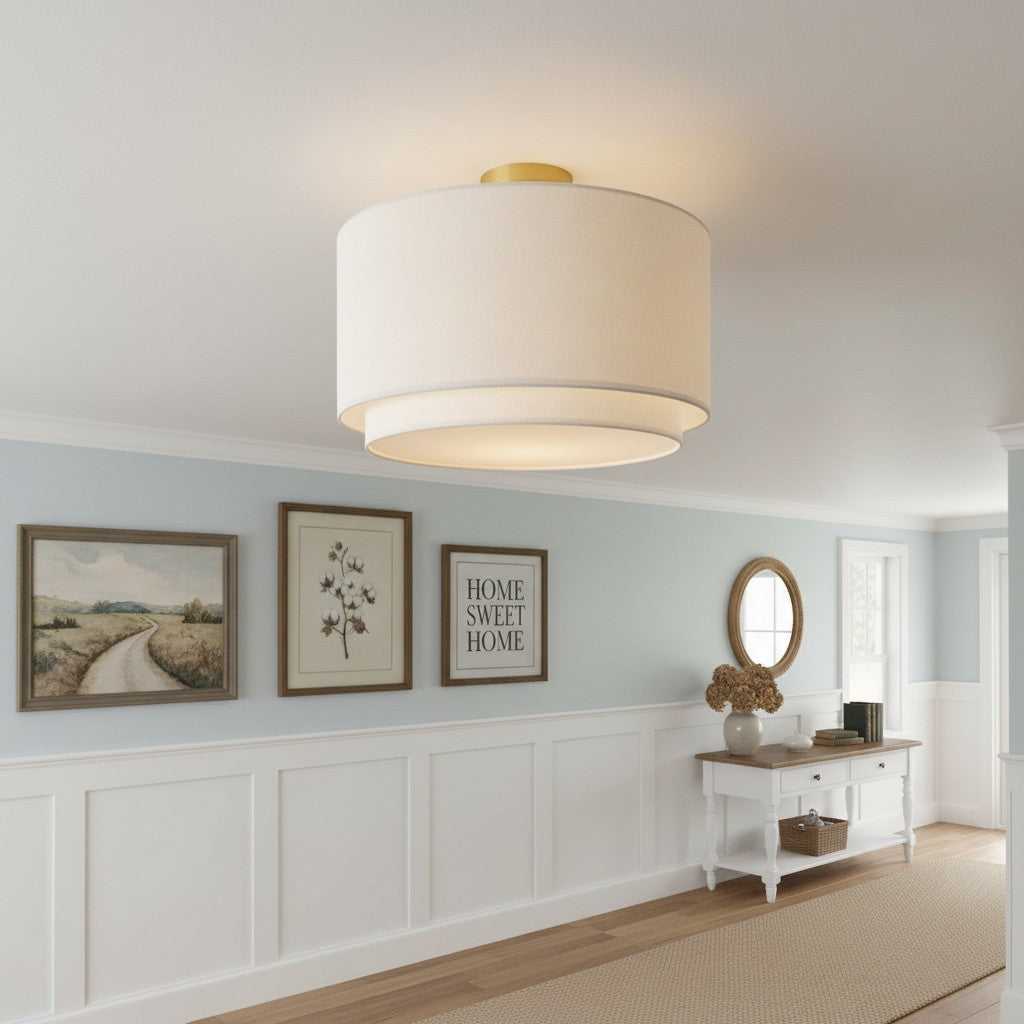 Rowan Fabric Contemporary Flush Mount Ceiling Light Hallway