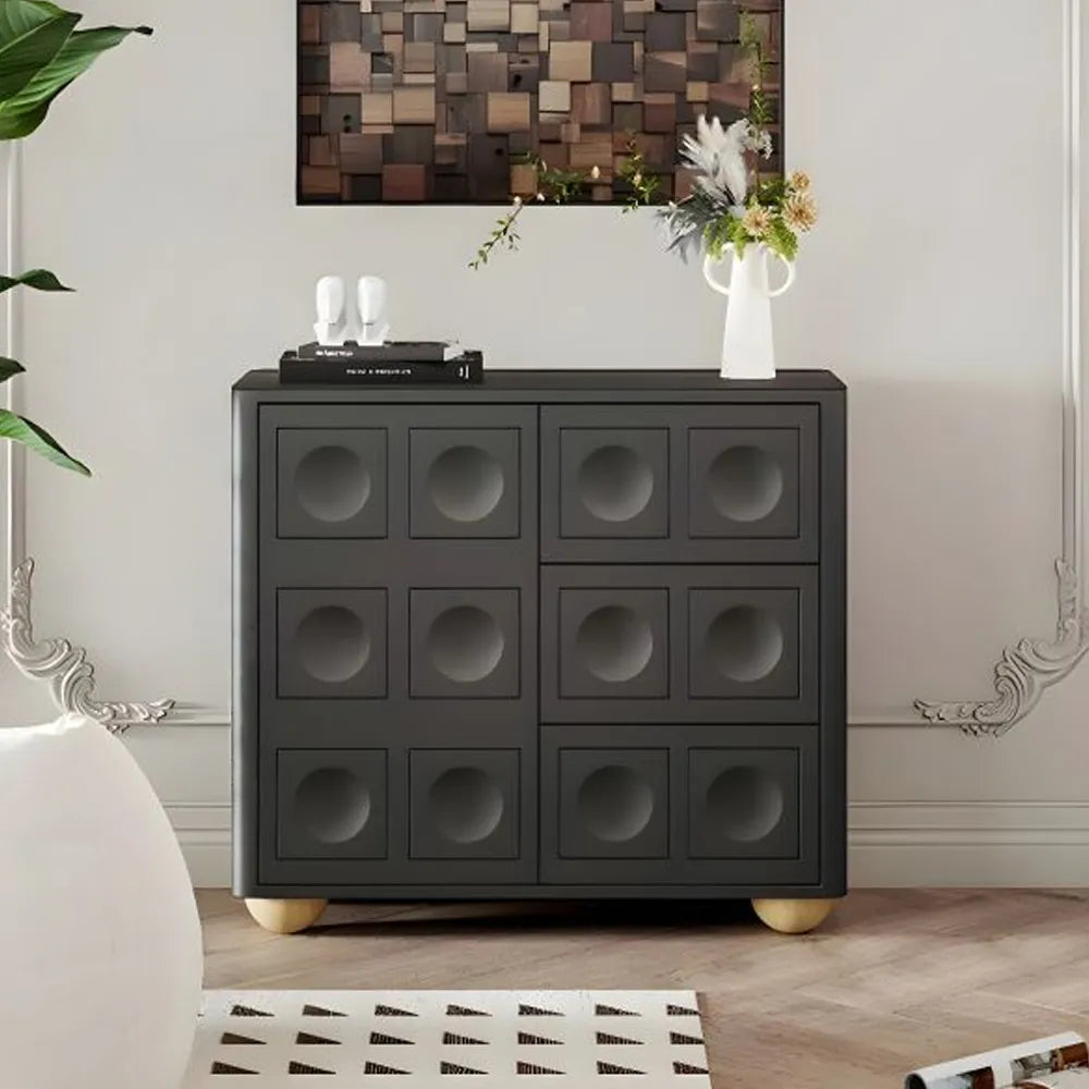Blair Black Furniture Living Room Cabinet - Stylish Chest of Drawers for Storage