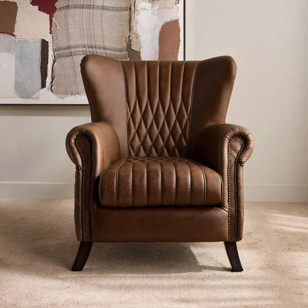Kenji Chair Luxury Lounge Chair in Newark Dark Brown
