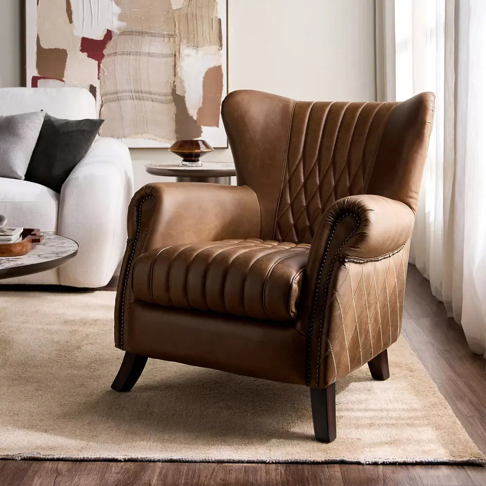 Kenji Chair Luxury Lounge Chair in Newark Dark Brown