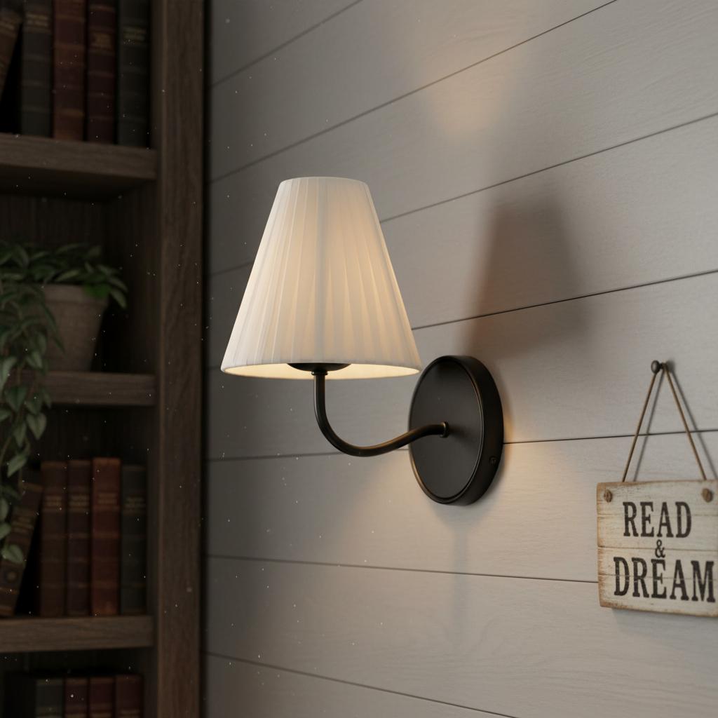 Lithe Wall Light with Linen Fabric Shade Hallway