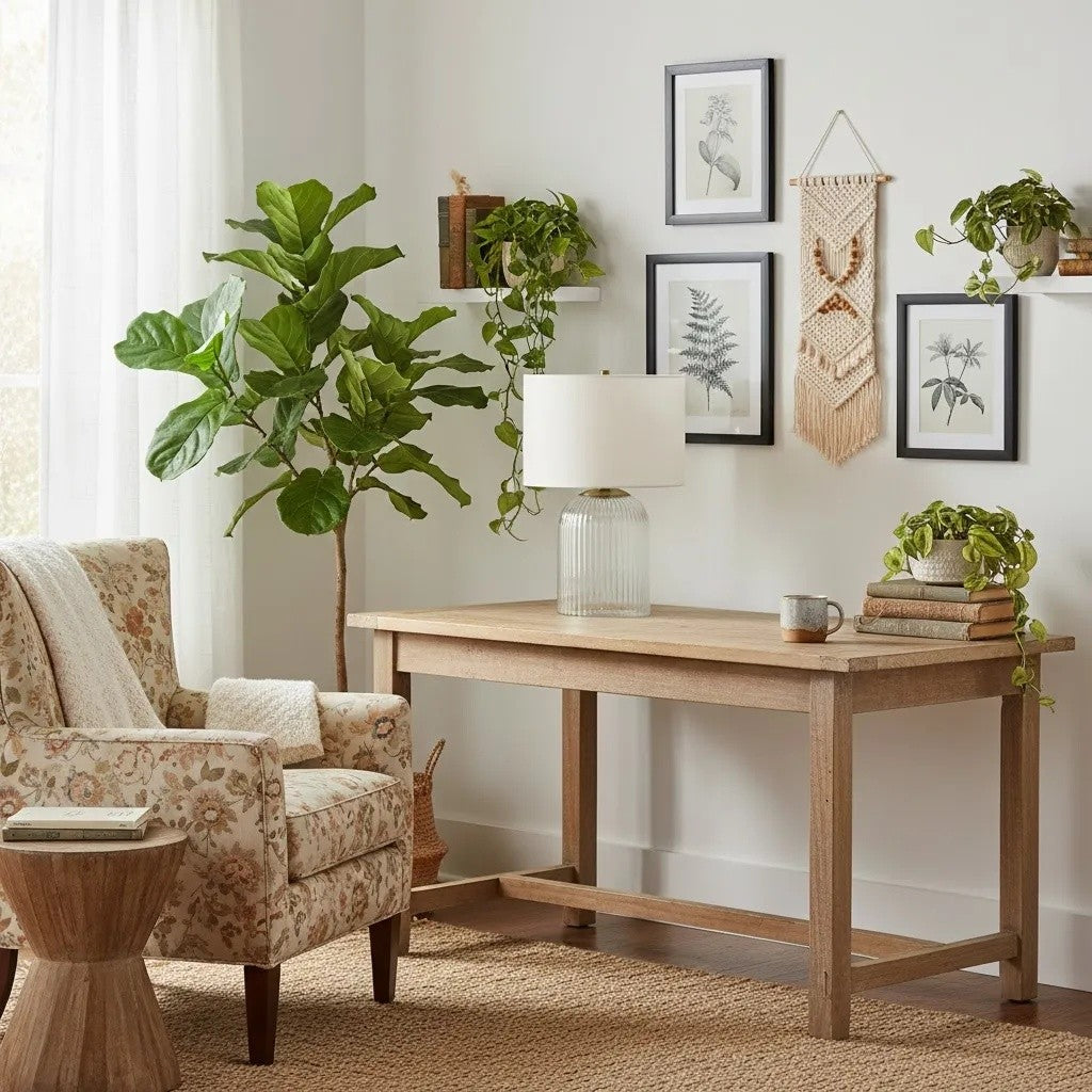 Haze  Glass Table Lamp with Linen   for  Living Rooms