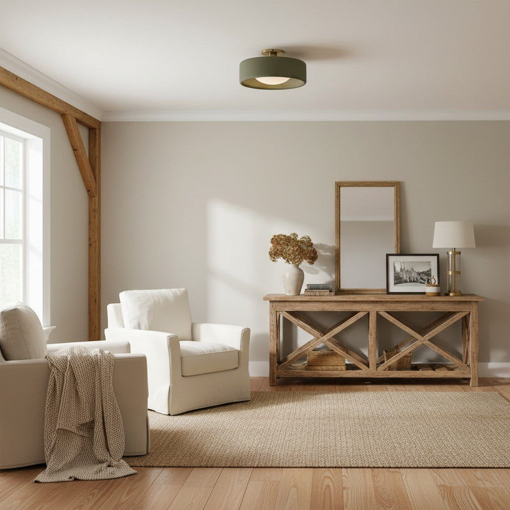 Kiln Porcelain Drum Ceiling Light