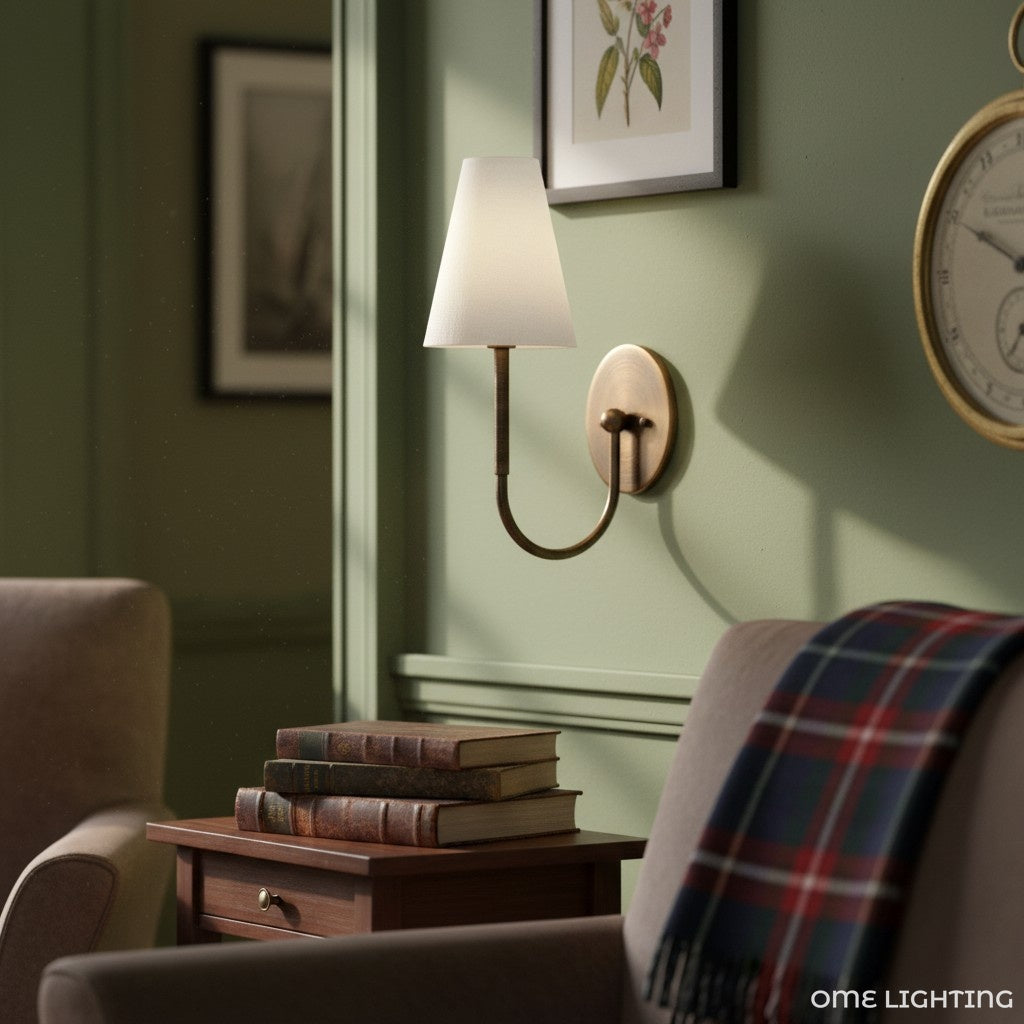 Disc Traditional Linen Wall Sconce Bedrooms