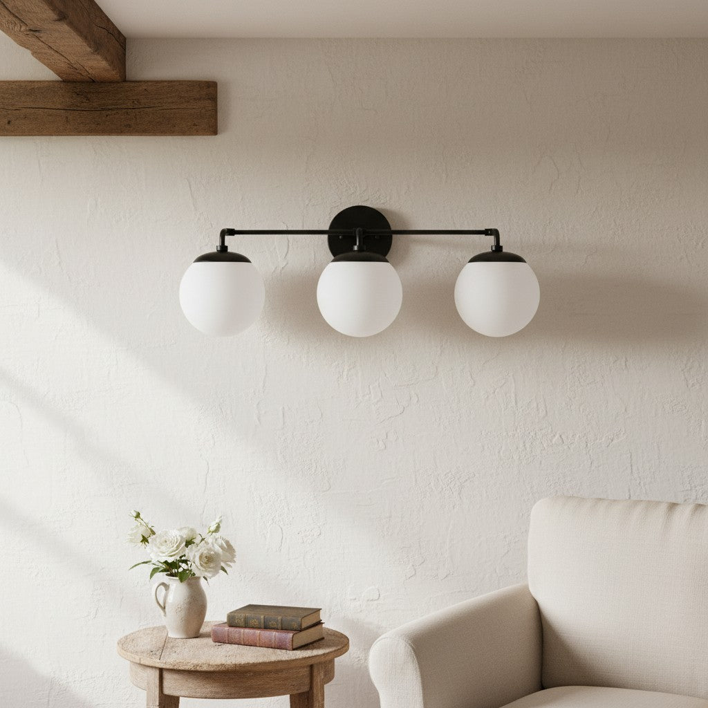 Pearl 2/3-Light Wall Sconce Milk Glass Hallway