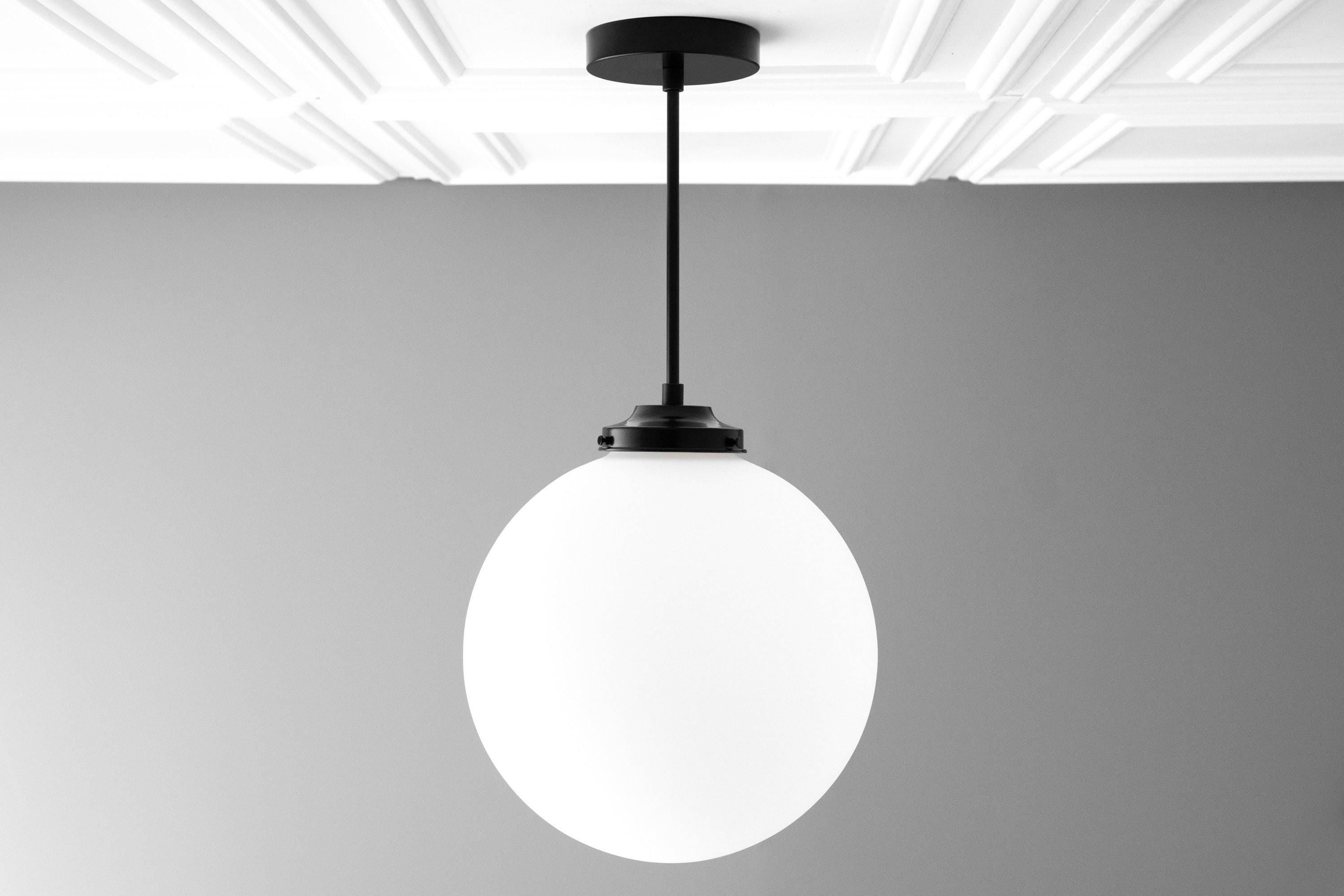 Pearl White Brass Globe Ceiling Light  Contemporary