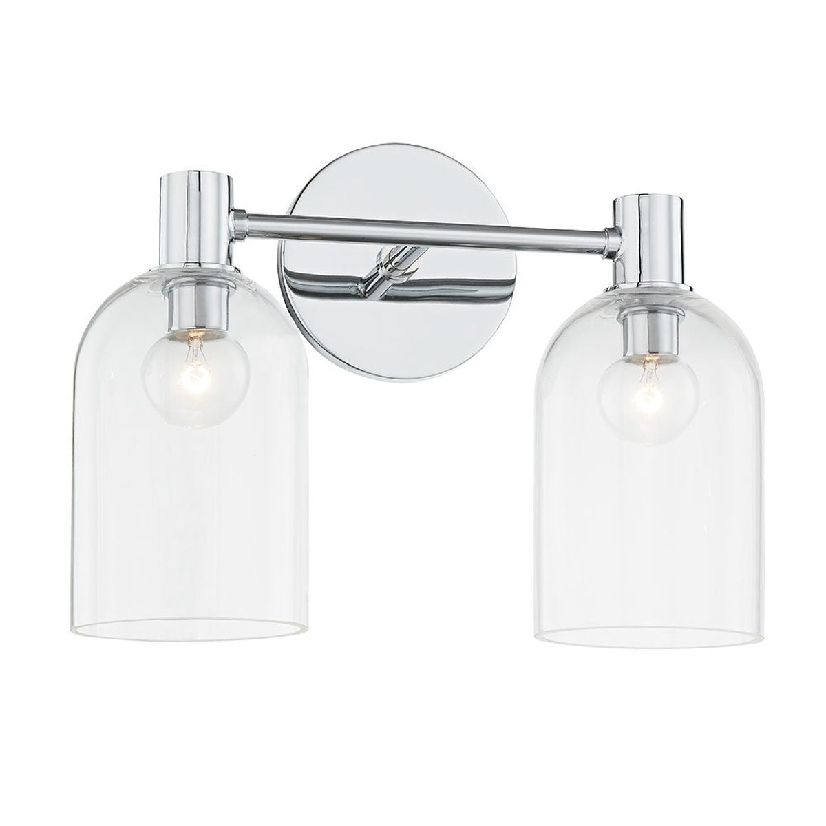Kian Aged Brass 2-Light Vanity Sconce with Clear Glass Cloche