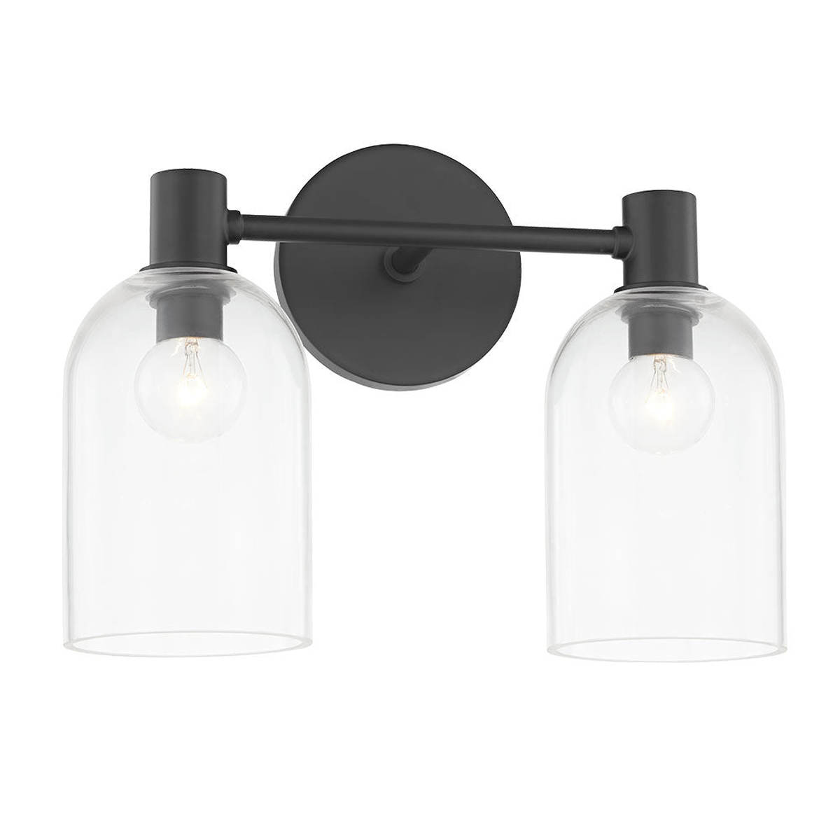 Kian Aged Brass 2-Light Vanity Sconce with Clear Glass Cloche