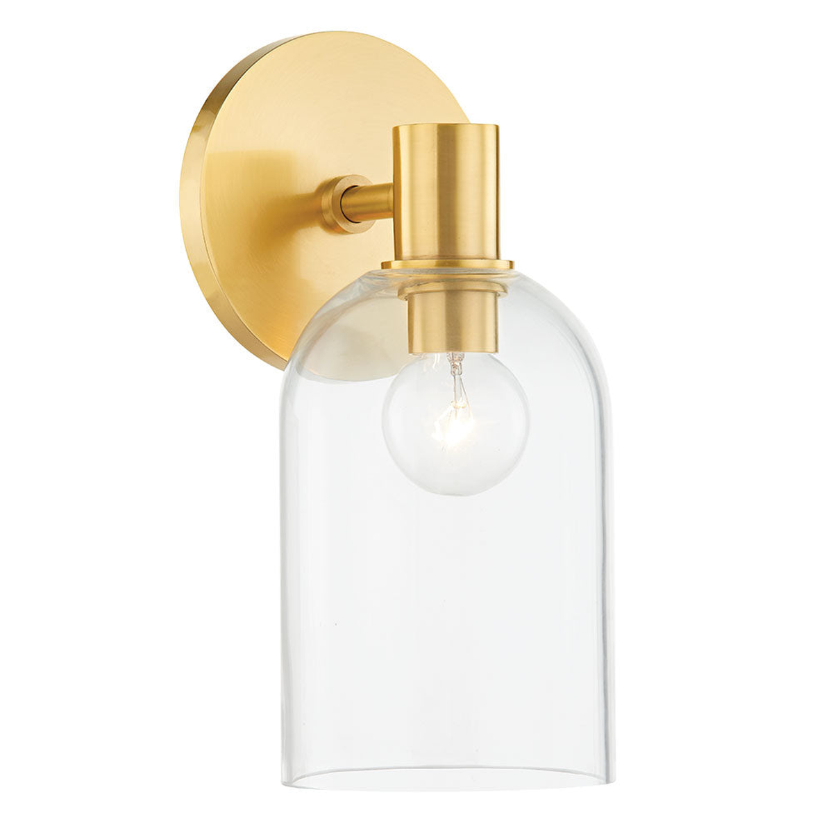 Kian Aged Brass 2-Light Vanity Sconce with Clear Glass Cloche