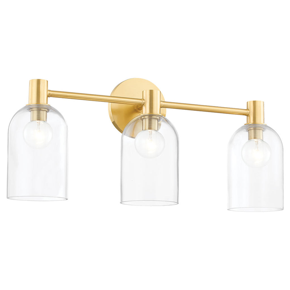 Kian Aged Brass 2-Light Vanity Sconce with Clear Glass Cloche