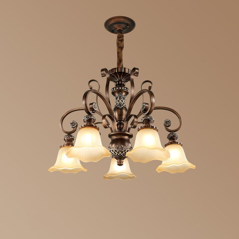 Arisha Retro Flower Pendant Light Metal Glass Living Room Bedroom - Letslighting