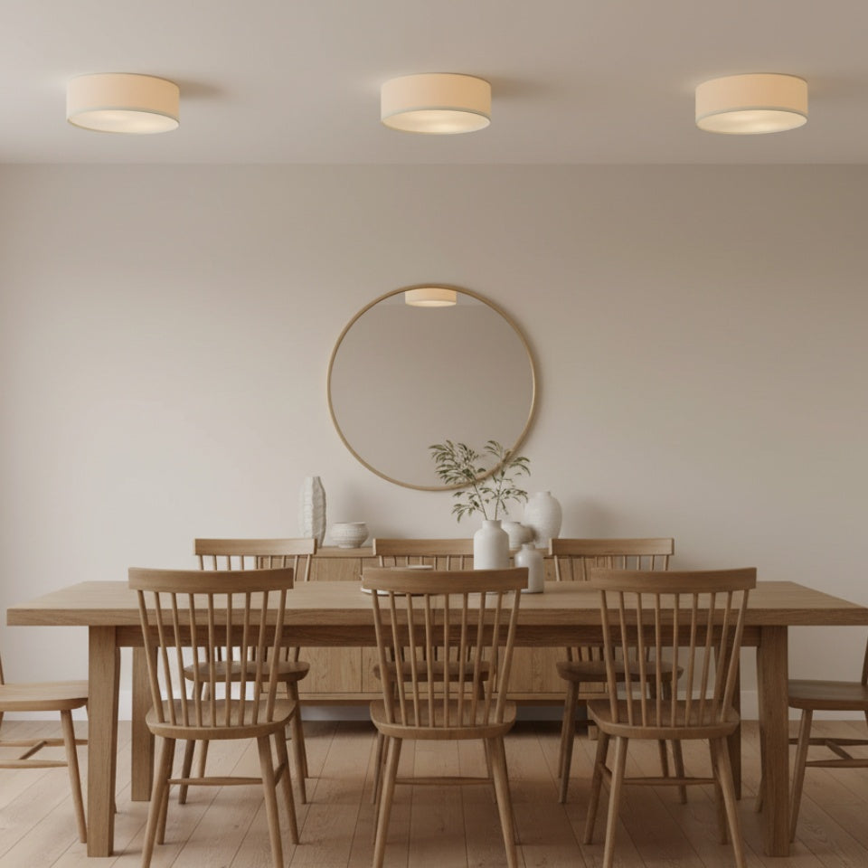 Linen Drum Ceiling Light Modern Bedroom