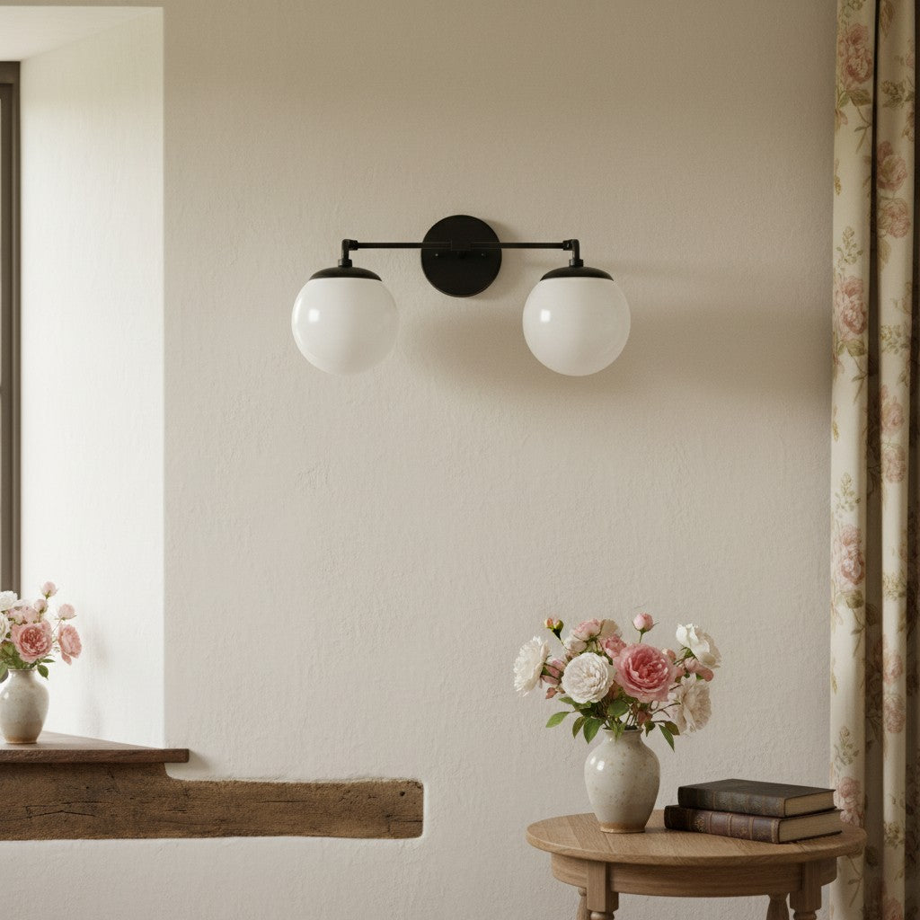 Pearl 2/3-Light Wall Sconce Milk Glass Hallway