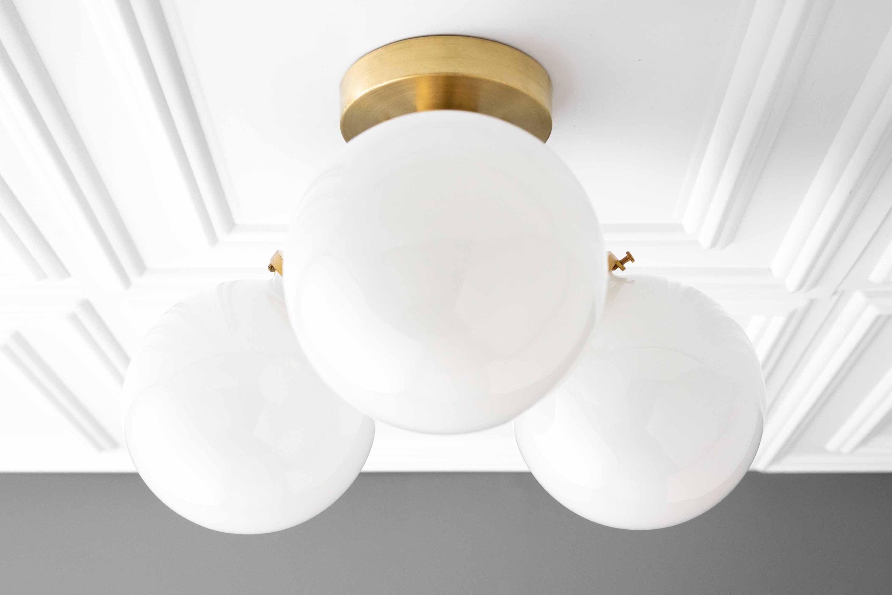 Pearl Glass White Mid Century Flush Ceiling Lamp