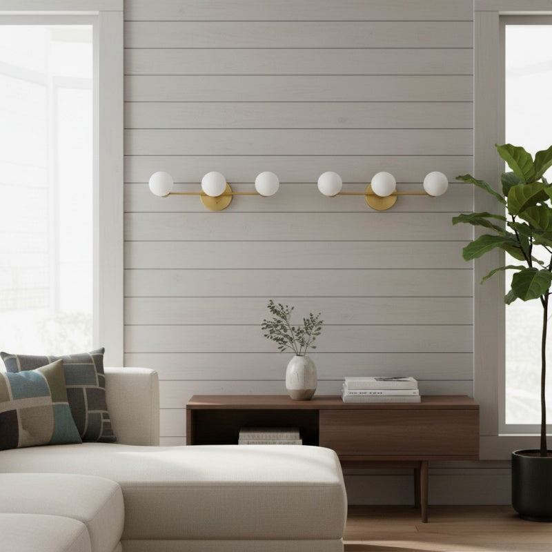 Pearl 3-Light Milk Glass Globe Wall Sconce Mid-Century Light