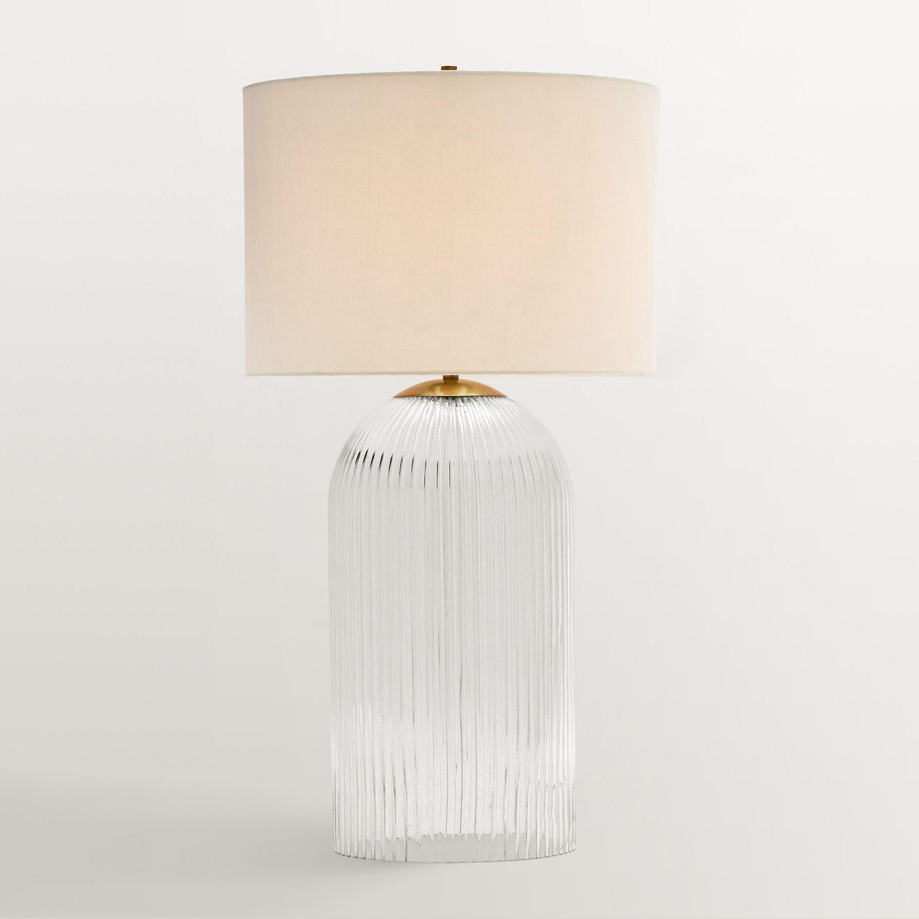 Haze  Glass Table Lamp with Linen   for  Living Rooms