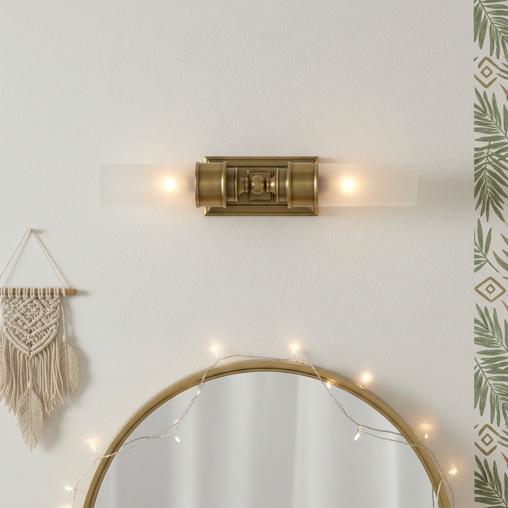 Elite Double Glass Contemporary Tube Wall Sconce Bathroom