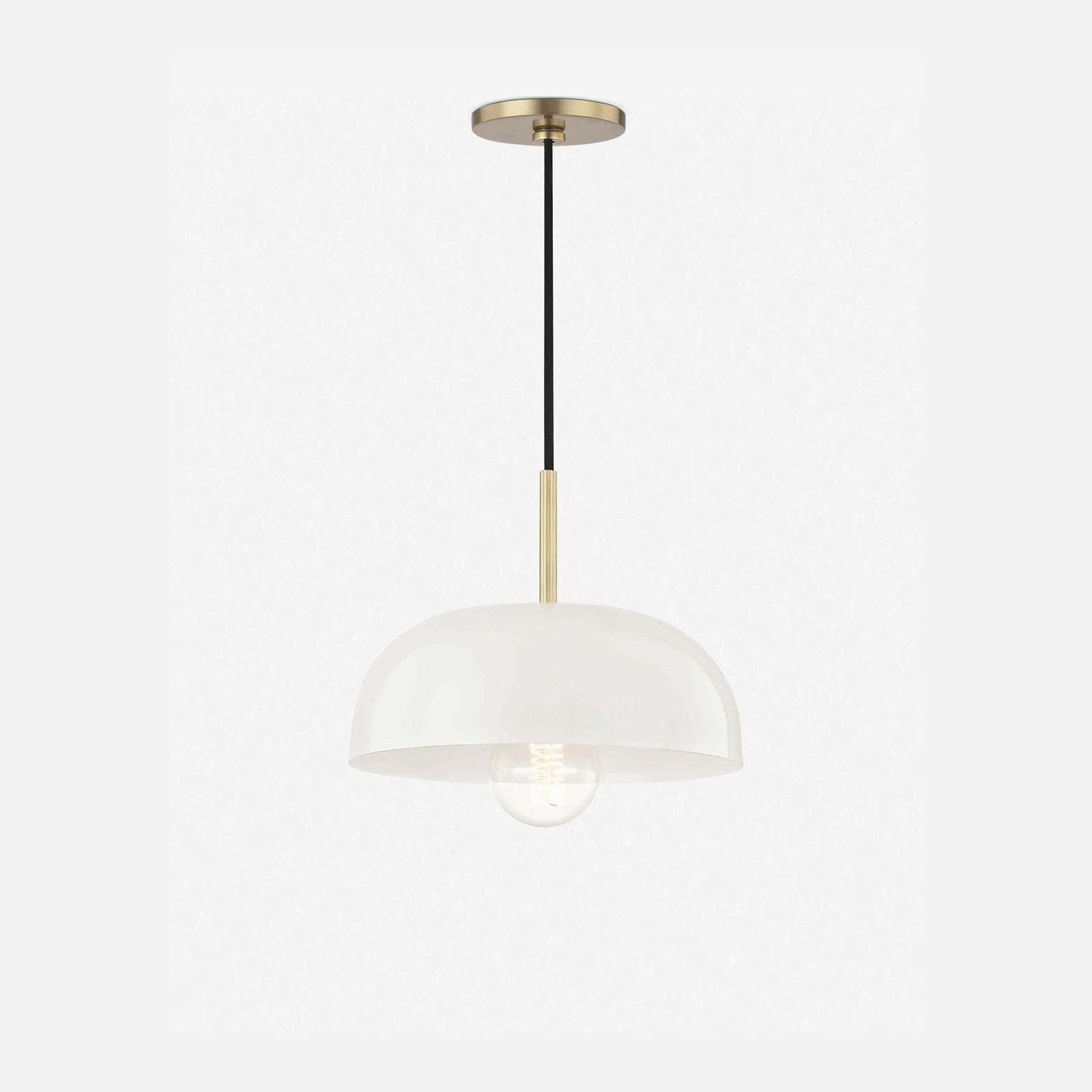 Nadia Aged Brass Cream Dome Pendant Light